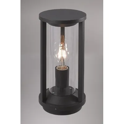 Anthracite Clear Medium 1 Light E27 Cylindrical Post Lamp