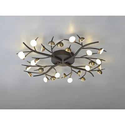 *Newhaven 28 Light Flush, 28 x 3W LED, 3000K, 4400lm, Black Antique Brass, 3yrs Warranty