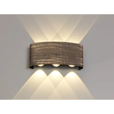 Rochester Up And Downward Lighting Wall Lamp, 6 x 1W LED, 3000K, 500lm, IP54, Gold Black, 3yrs Warranty