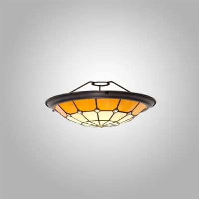 Hampshire, Tiffany 35cm Non Electric Uplighter Shade, Cream Beige Clear Crystal Centre Aged Antique Brass Trim