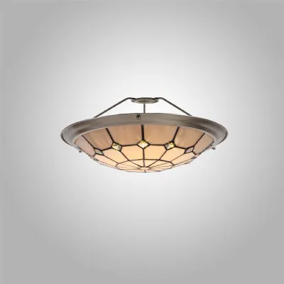 Hampshire, Tiffany 35cm Non electric Uplighter Shade, Cream Grey Crystal Centre Satin Nickel Brass Trim
