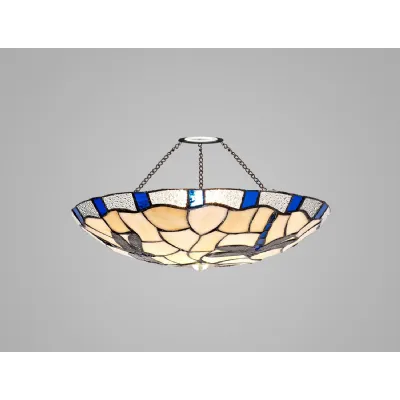 Cranleigh 35cm Tiffany Non electric Uplighter Shade, Rich Blue Cream Clear Crystal