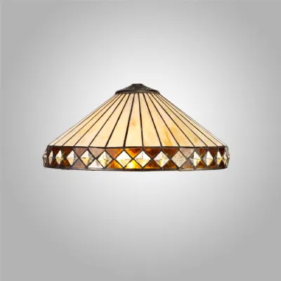 Rayleigh Tiffany 40cm Shade Only Suitable For Pendant Ceiling Table Lamp, Amber Cream Crystal