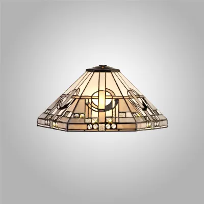 Knebworth, Tiffany 40cm Shade Only Suitable For Pendant Ceiling Table Lamp, White Grey Black Clear Crystal
