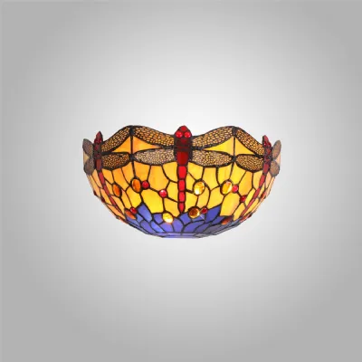 Hitchin Tiffany Wall Lamp, 2 x E14, Blue Orange Crystal