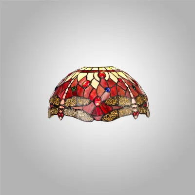 Hitchin Tiffany 30cm Non electric Shade Suitable For Pendant Ceiling Table Lamp, Purple Pink Crystal. Suitable For E27 or B22 Pendants