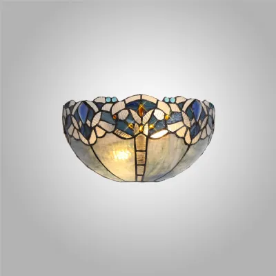 Ardingly Tiffany 30cm Wall Lamp, 2 x E14, Blue Clear Crystal