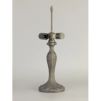 Hayes 56cm Curved Tiffany Table Lamp, 2 x E27, Aged Antique Brass