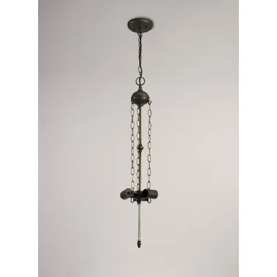 Hayes Uplighter Tiffany Suspension Kit, 3 x E27, Aged Antique Brass