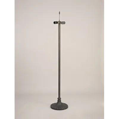 Hayes Stepped Design Tiffany Floor Lamp, 2 x E27, Aged Antique Brass