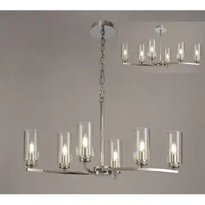 Buckingham Rectangular Pendant Semi Flush, 6 x E14, Polished Nickel