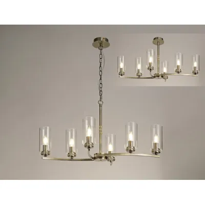 Buckingham Rectangular Pendant Semi Flush, 6 x E14, Antique Brass