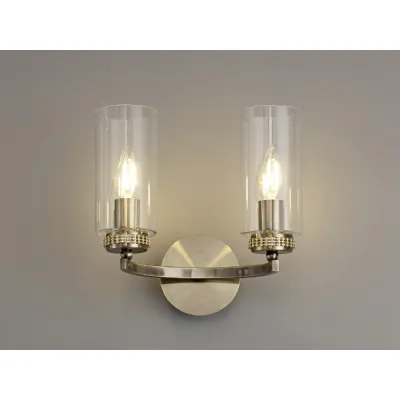 Buckingham Wall Lamp Switched, 2 x E14, Antique Brass