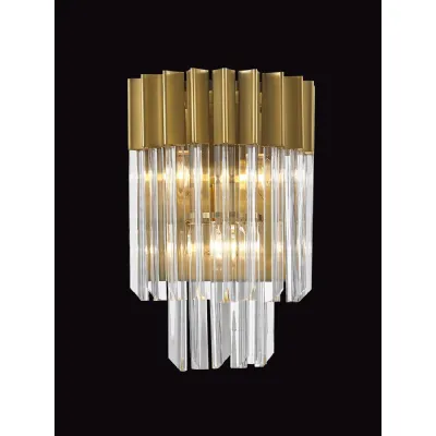 Brass Clear 27.5cm 3 Light E14 Sculpted Glass Pendant