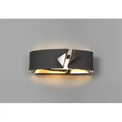 Park Lane Wall Lamp, 1 x 10W LED, 3000K, 700lm, Sand Anthracite Polished Chrome, 3yrs Warranty