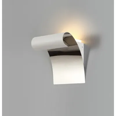 Clapton Wall Lamp, 1 x 8W LED, 3000K, 560lm, Sand White Polished Chrome, 3yrs Warranty