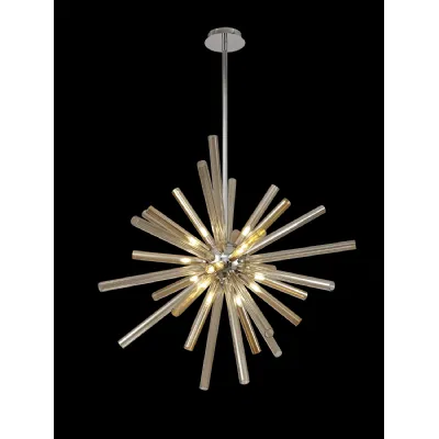 St James Pendant 16 Light G9, Amber And Champagne Polished Chrome