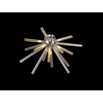 St James Semi Flush 8 Light G9, Amber And Champagne Polished Chrome