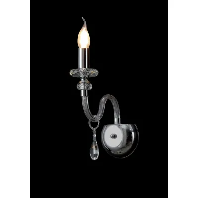 Wimbledon Wall Lamp, 1 Light E14, Polished Chrome Clear Glass Crystal