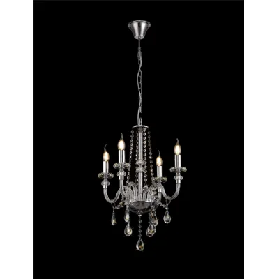 Wimbledon Chandelier Pendant, 4 Light E14, Polished Chrome Clear Glass Crystal