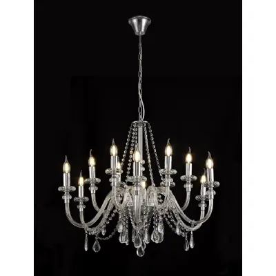 Wimbledon Chandelier Pendant, 12 Light E14, Polished Chrome Clear Glass Crystal, (ITEM REQUIRES CONSTRUCTION CONNECTION)