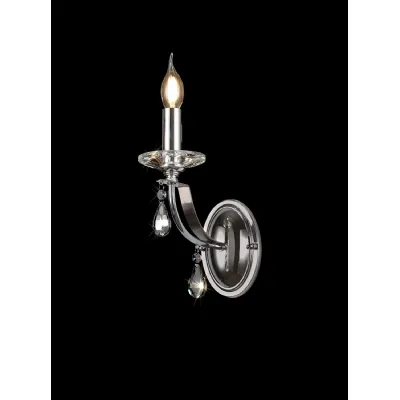 Crawley Wall Lamp 1 Light E14, Polished Chrome Satin Nickel Clear Crystal