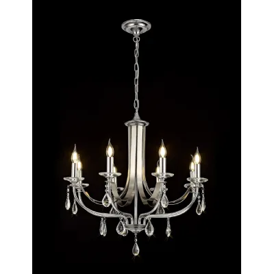 Crawley Pendant 8 Light E14 Polished Chrome Satin Nickel Clear Crystal