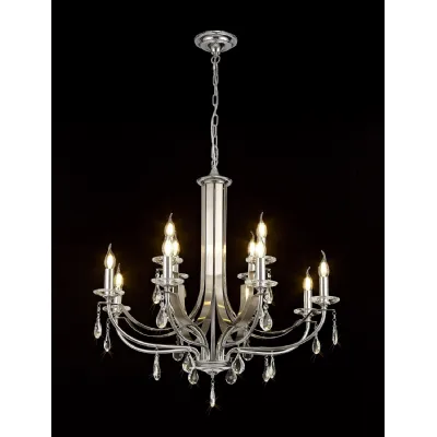 Crawley Pendant 12 Light E14 Polished Chrome Satin Nickel Clear Crystal