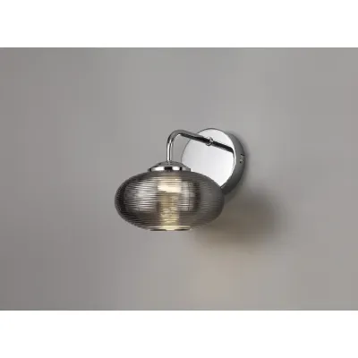 Haslemere Wall Lamp Switched, 1 x 8W LED, 4000K, Smoked Polished Chrome, 3yrs Warranty
