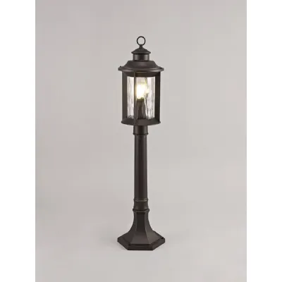 Bentley Post Lamp, 1 x E27, Antique Bronze Clear Ripple Glass, IP54, 2yrs Warranty