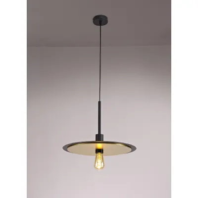 Hockley Single 3 In1 Ceiling Flush, Semi Flush And Pendant Light, 1 Light Adjustable E27, Black Gold