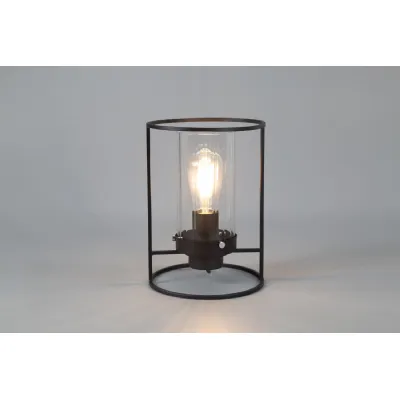 Oakley Table Lamp, 1 Light E27, Black Clear Glass