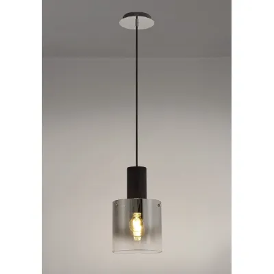 Black Chrome 1 Light Adjustable Single Pendant Glass Shade