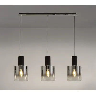 Black Polished Chrome 3 Light Adjustable Linear Pendant