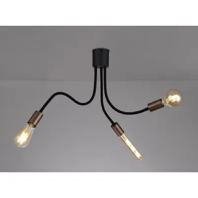 Andover Flexible Ceiling 3 Light E27, Satin Black Brushed Copper