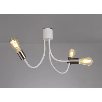 Andover Flexible Ceiling 3 Light E27 Satin White Satin Nickel