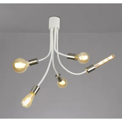 Andover Flexible Ceiling 5 Light E27 Satin White Satin Nickel
