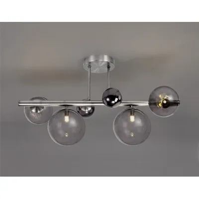Hook Semi Flush Ceiling Light, 4 x G9, Polished Chrome, Smoked Glass