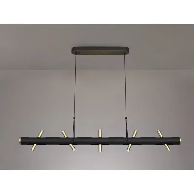 Surrey Linear Pendant , 10 x 2W LED, 3000K, 2800lm, Sand Black, Gold, 3yrs Warranty