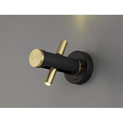 Surrey Switched Wall Light, 2 x 2W LED, 3000K, 560lm, Sand Black Gold, 3yrs Warranty