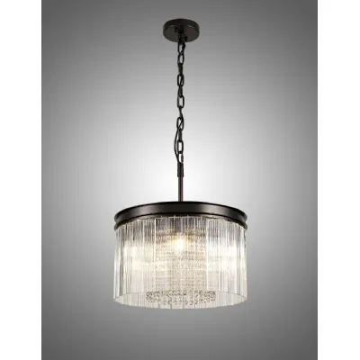 Greenwich Small Round Pendant Semi Flush, 5 Light E14, Brown Oxide