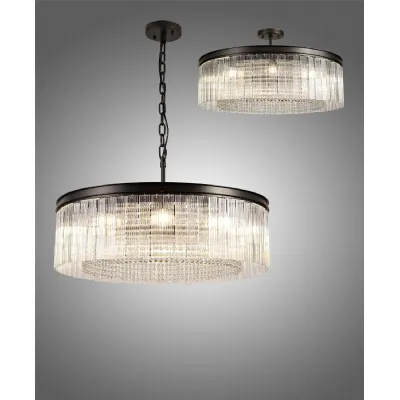 Greenwich Large Round Pendant Semi Flush, 10 Light E14, Brown Oxide