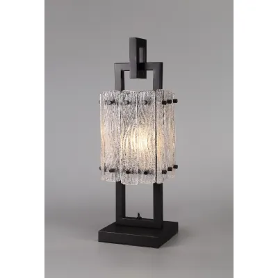 Sheppey Table Lamp, 1 Light E27, Matt Black Crystal Sand Glass