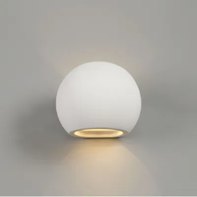 Tilbury Round Ball Up And Down Wall Lamp, 1 x G9, White Paintable Gypsum
