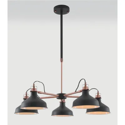 Brent Telescopic 5 Light, 5 x E27, Graphite Copper White