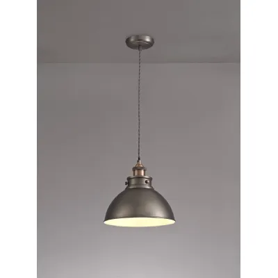 Savoy Medium Pendant, 1 x E27, Antique Silver Copper White