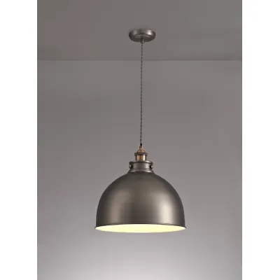 Savoy Large Pendant, 1 x E27, Antique Silver Copper White