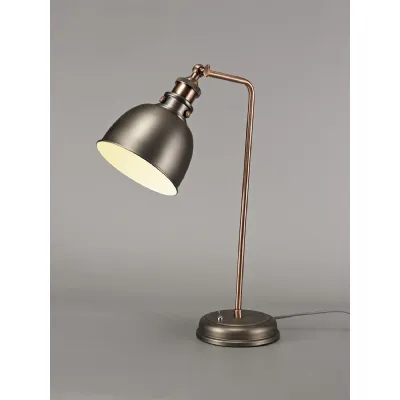 Savoy Adjustable Table Lamp, 1 x E27, Antique Silver Copper White