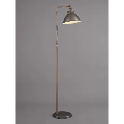 Savoy Adjustable Floor Lamp, 1 x E27, Antique Silver Copper White