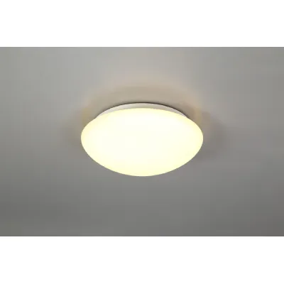 Tottenham Ceiling, 1 x 18W LED, 3000K, 872lm, IP44, White Frosted Glass, 3yrs Warranty